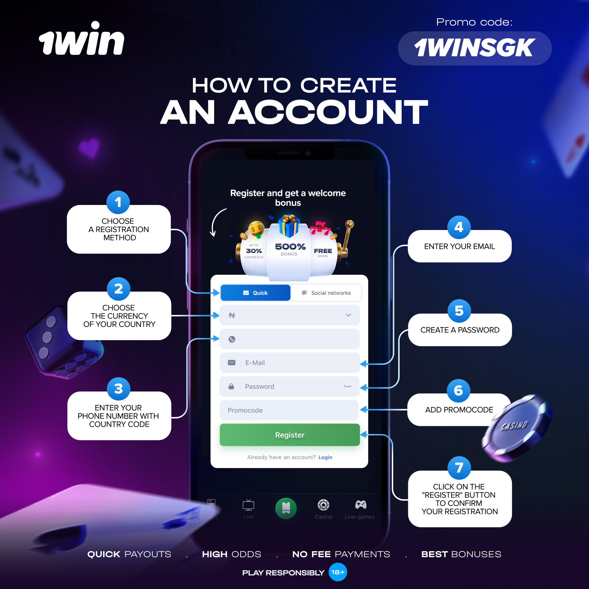 how to create account 1win